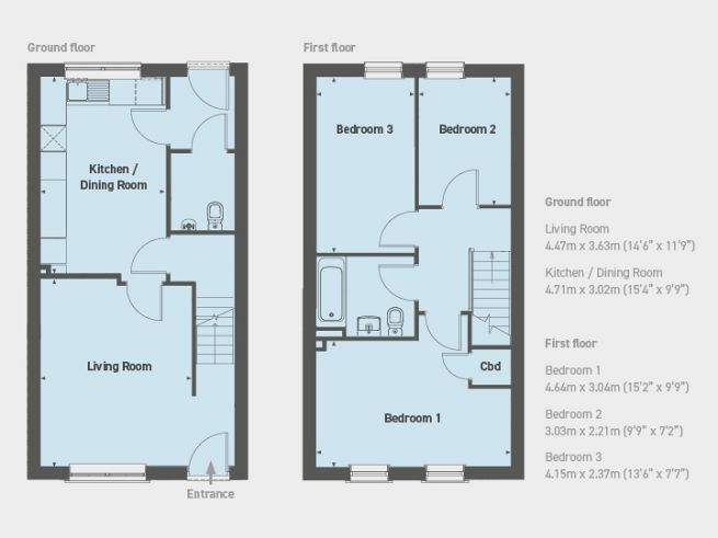 Floor plan 3 bedroom house - artist's impression subject to change